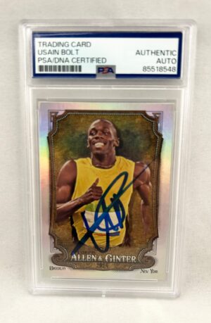 Usain Bolt Signed Card 2024 Topps Allen & Ginter Silver #208 Olympics PSA/DNA 1