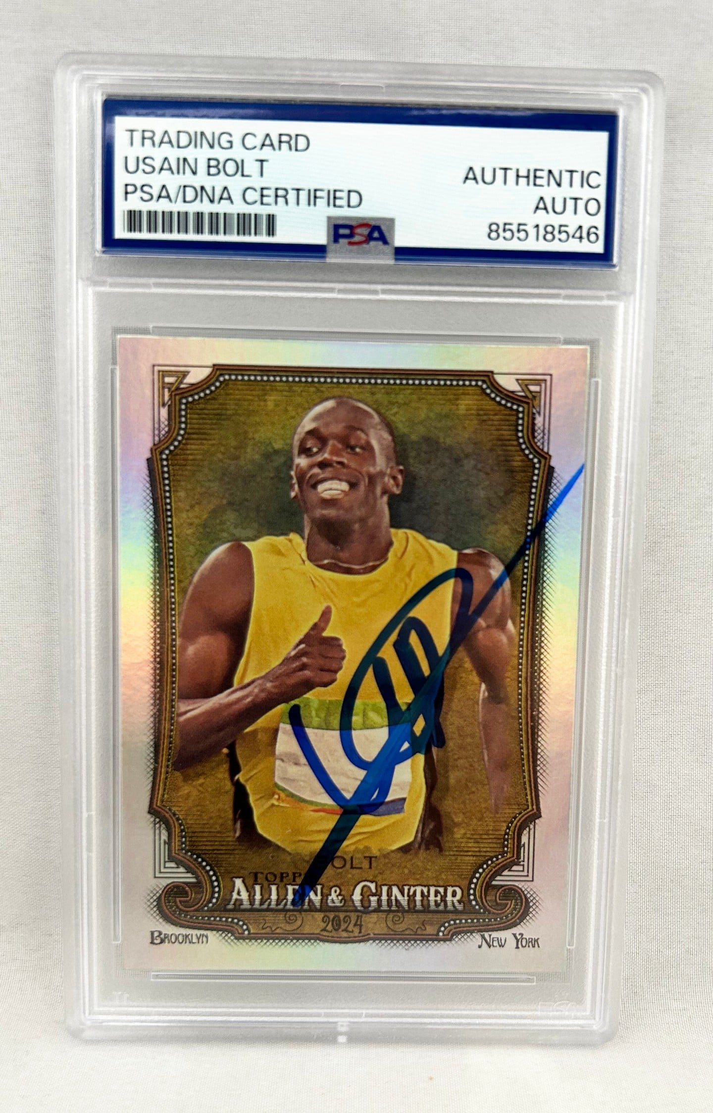 Usain Bolt Signed Card 2024 Topps Allen & Ginter Silver #208 Olympics PSA/DNA