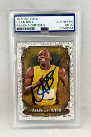 Usain Bolt Signed Card 2024 Topps Allen & Ginter Silver Foil #208 Olympics PSA/DNA 1
