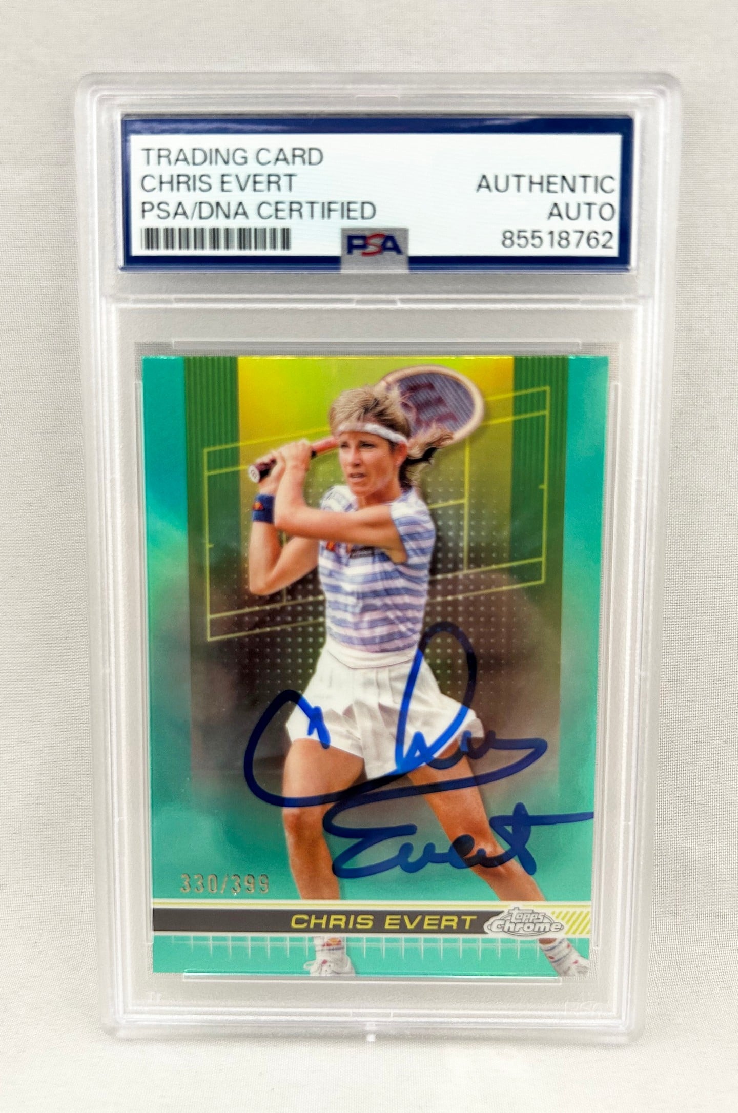 Chris Evert Signed Card 2024 Topps Chrome Aqua Refractor #330/399 PSA/DNA