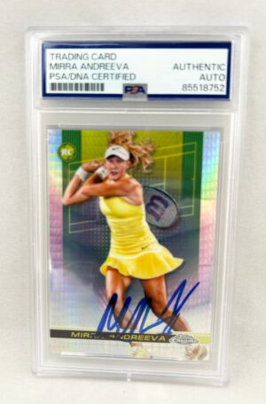 Mirra Andreeva Signed Card 2024 Topps Chrome Refractor #81 PSA/DNA