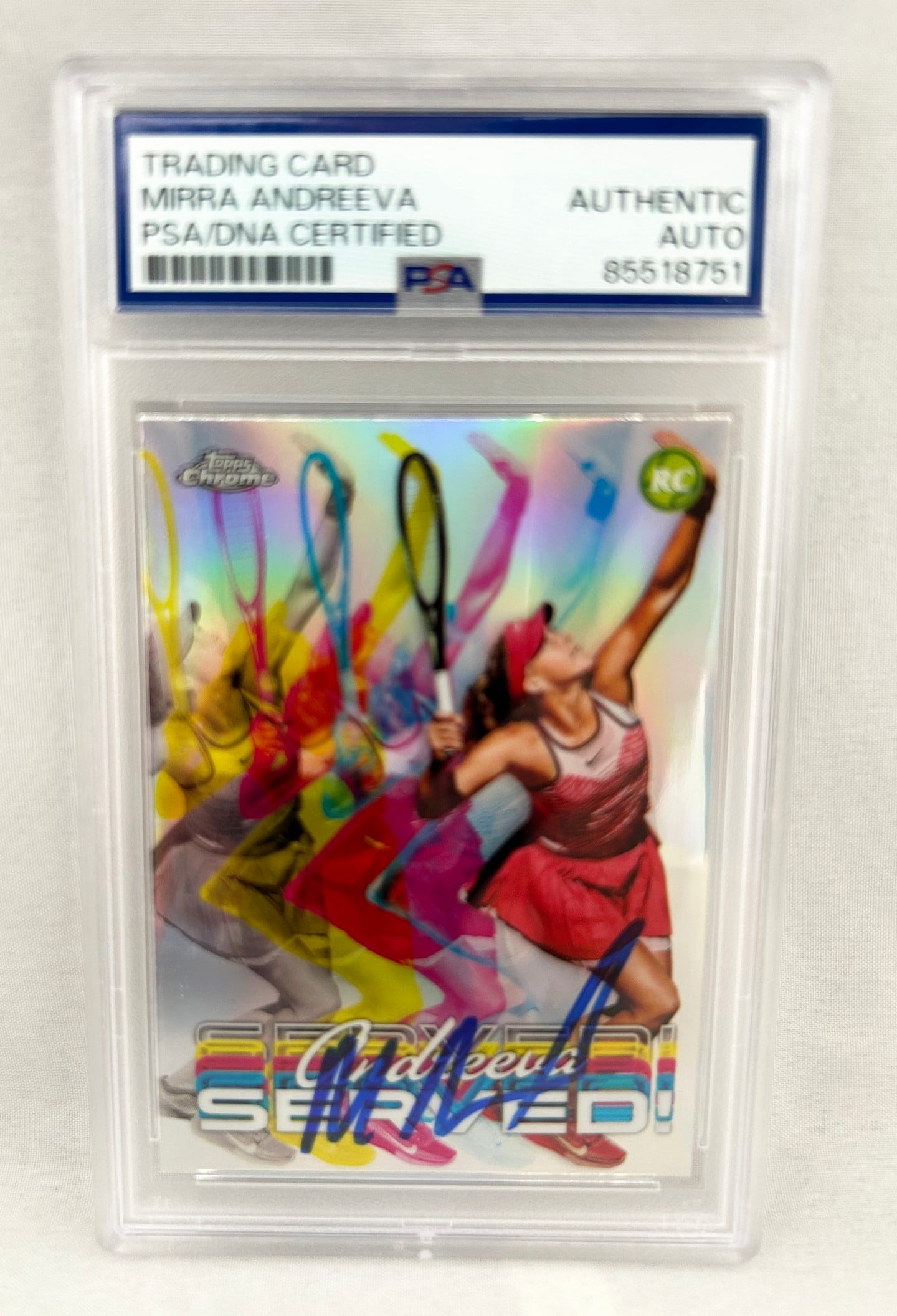 Mirra Andreeva Signed Card 2024 Topps Chrome Served #SER-MA PSA/DNA