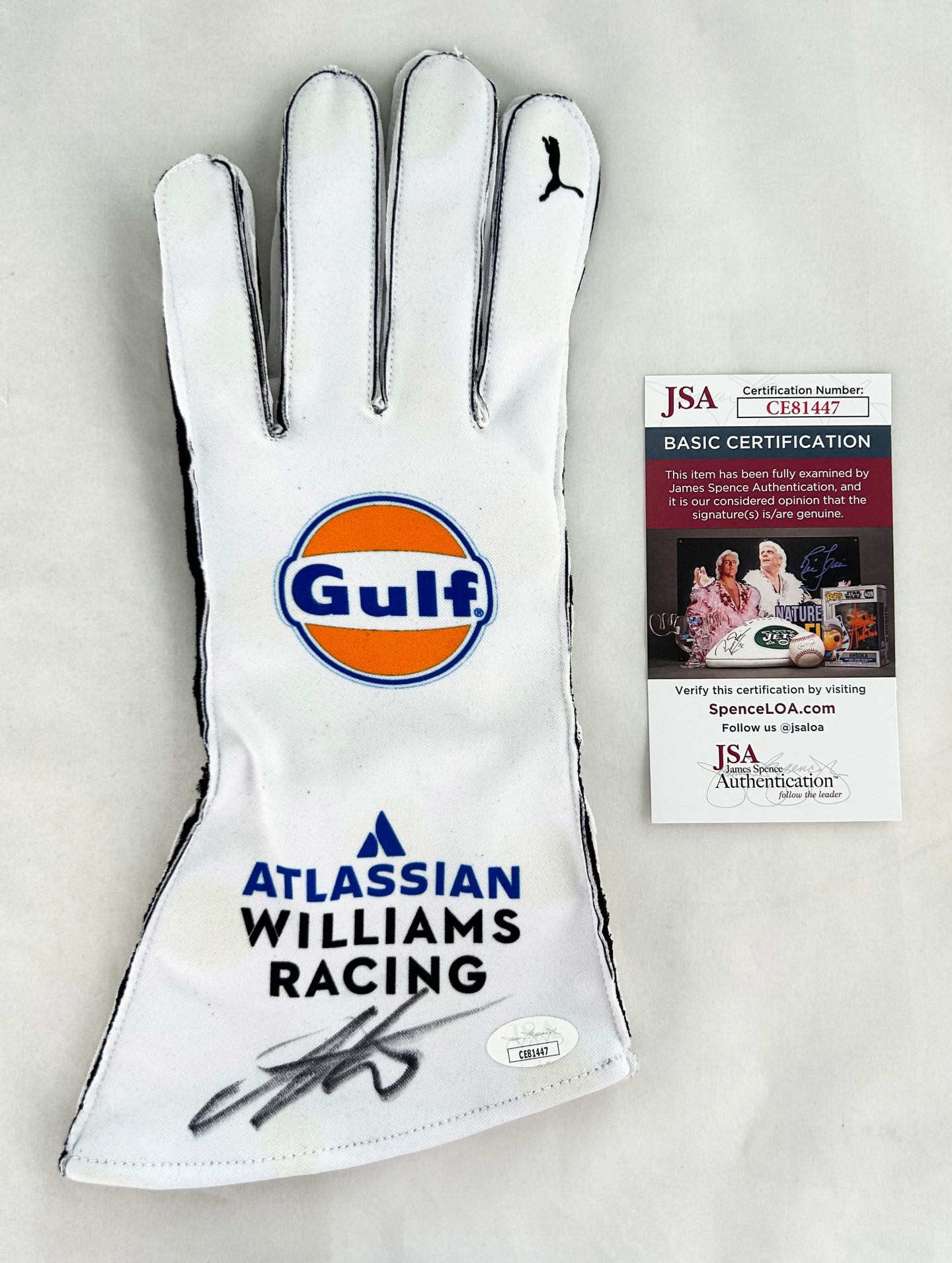 Alex Albon Signed Racing Glove Williams Racing F1 Formula 1 JSA 1