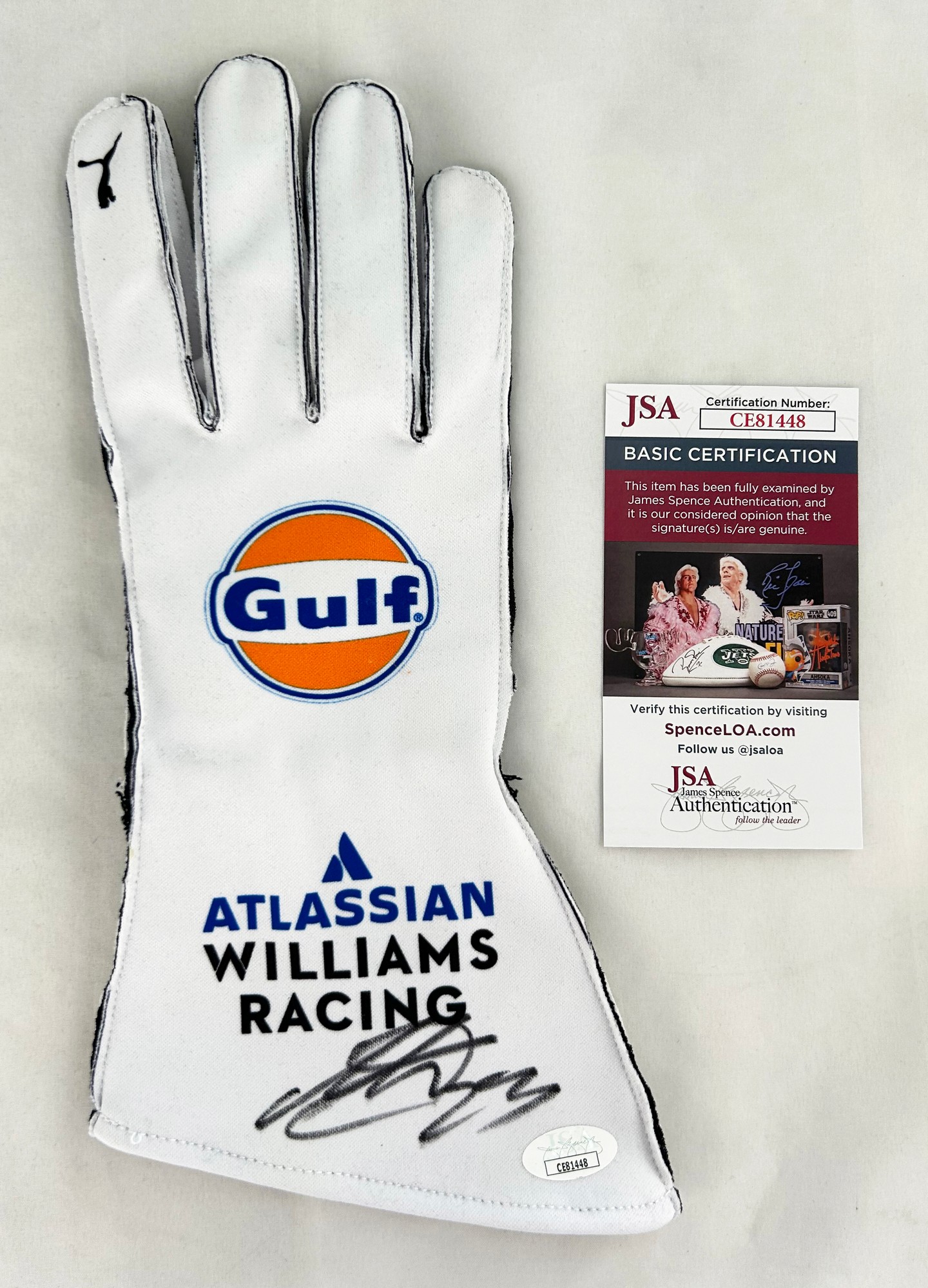 Alex Albon Signed Racing Glove Williams Racing F1 Formula 1 JSA 2