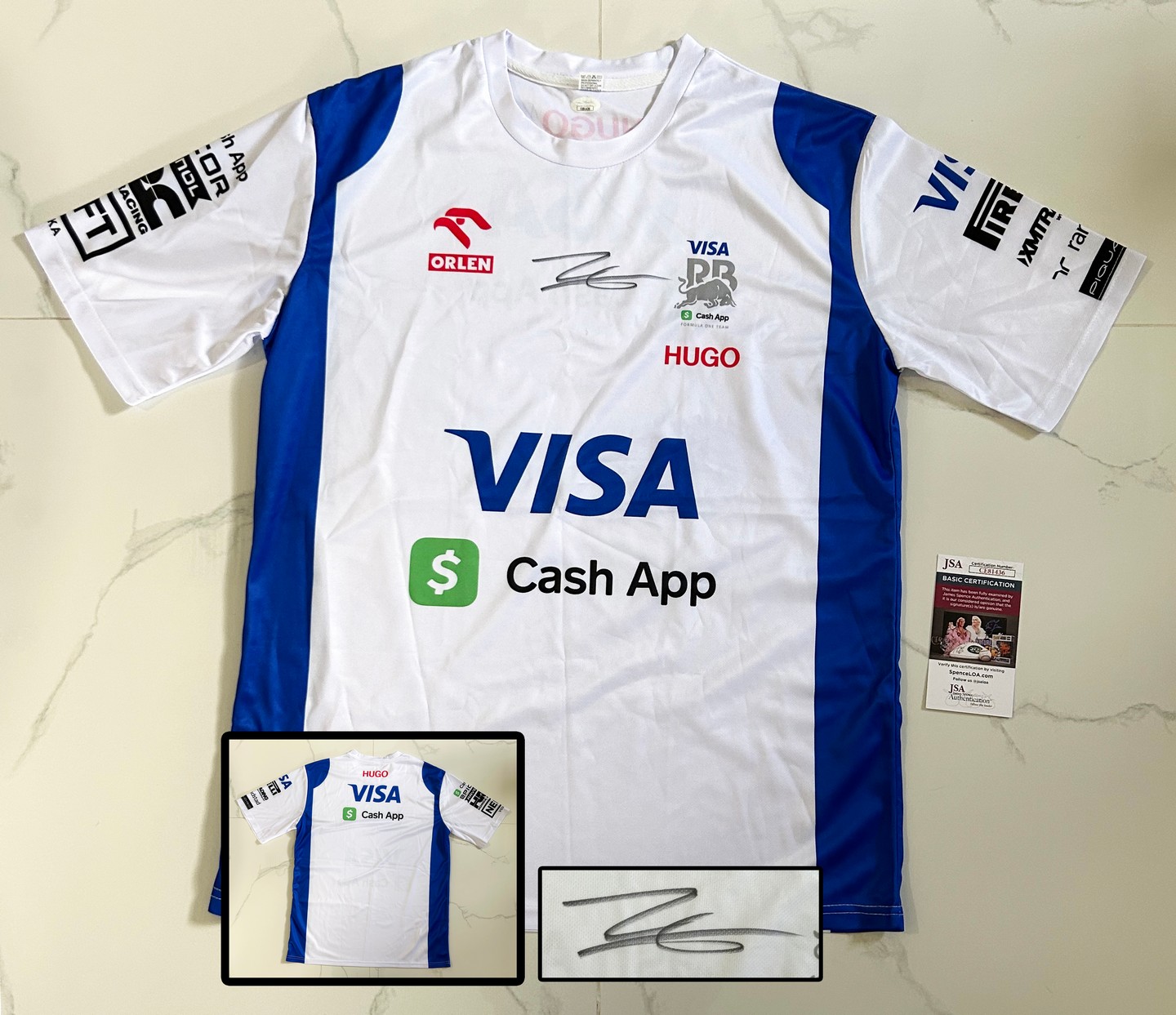 Isack Hadjar Signed Shirt Visa Cash App Racing Bulls Formula 1 F1 JSA