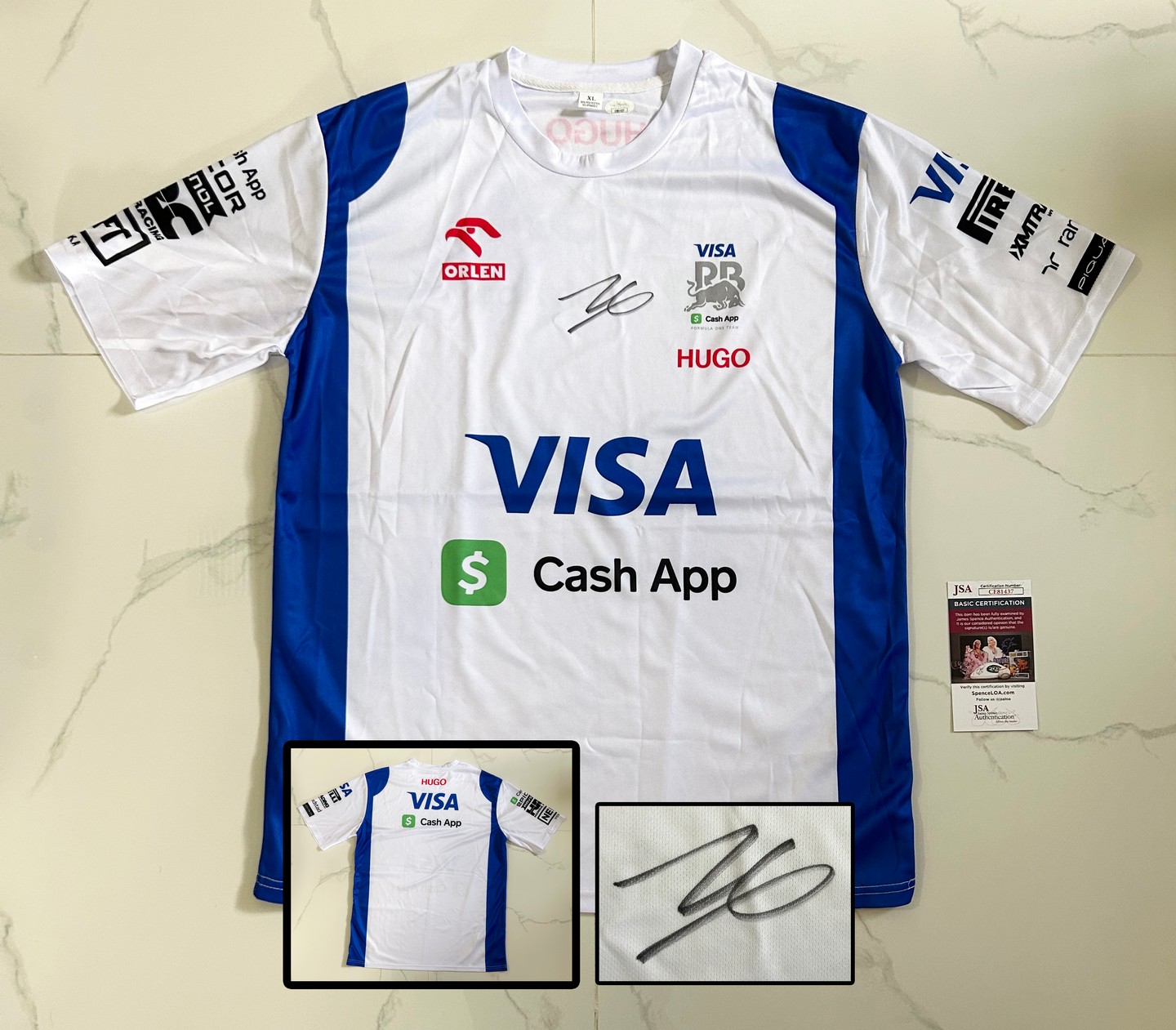 Isack Hadjar Signed Shirt Visa Cash App Racing Bulls Formula 1 F1 JSA 1