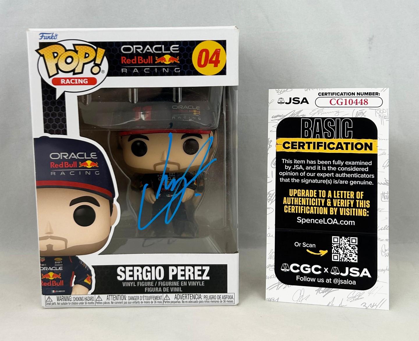 Sergio Checo Perez Signed Funko Pop Red Bull F1 #04 JSA 2