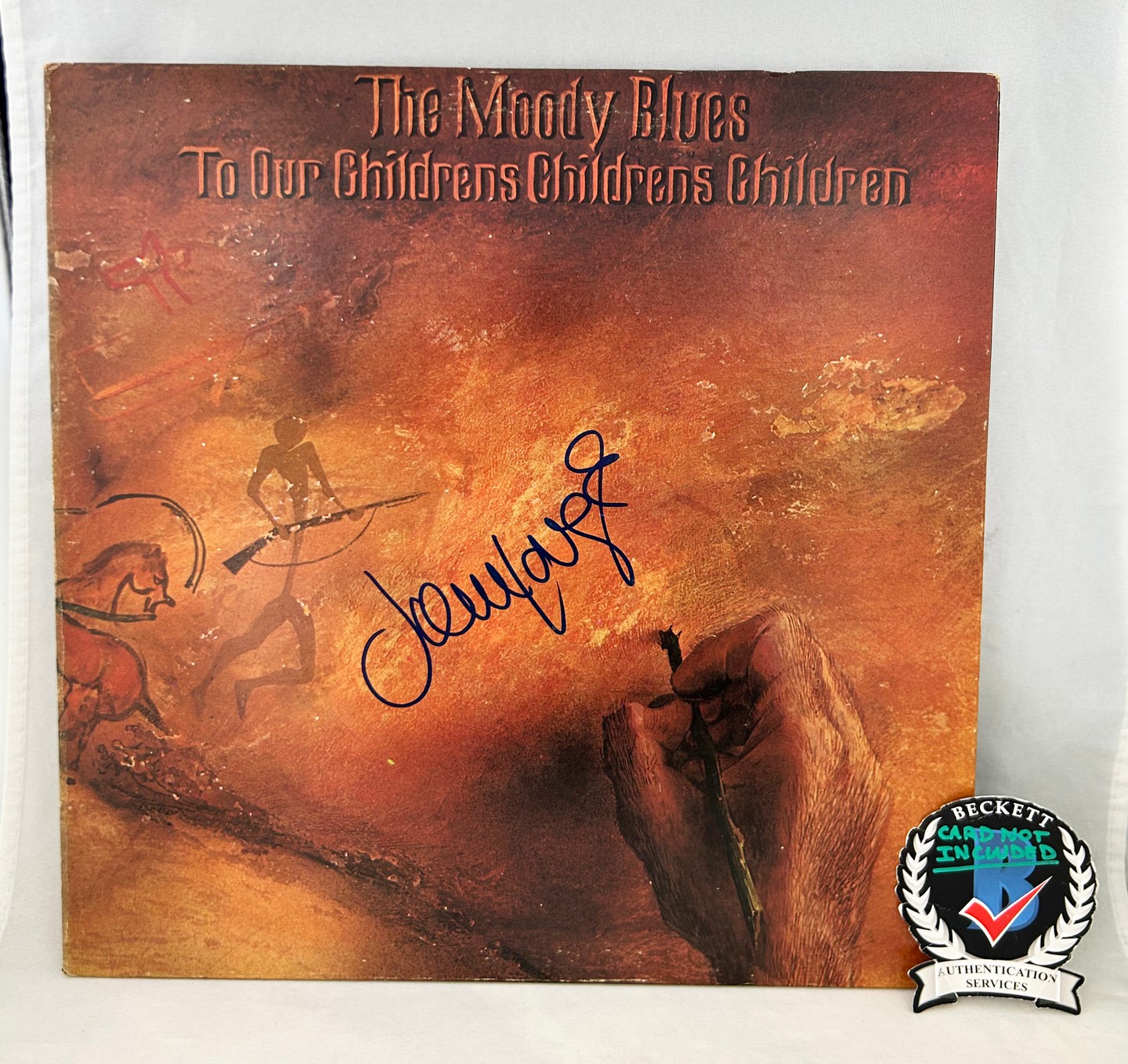 John Lodge Signed Vinyl LP Album Moody Blues To Our Childrens Childrens Children Beckett BAS