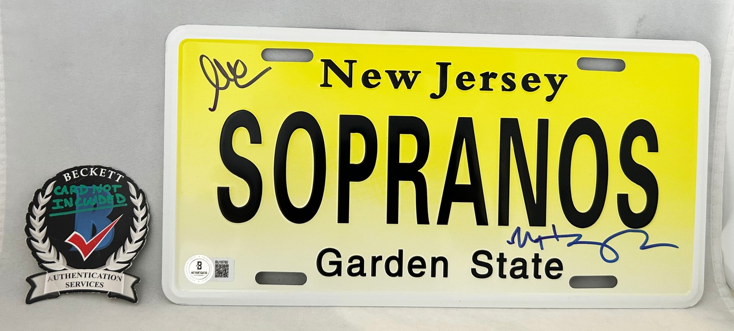 Michael Imperioli and Steve Schirripa Signed License Plate The Sopranos Beckett BAS