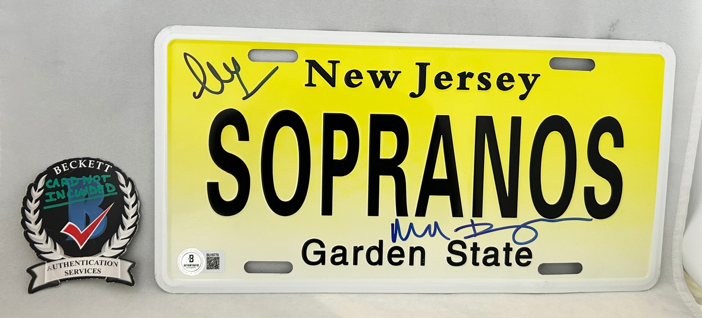 Michael Imperioli and Steve Schirripa Signed License Plate The Sopranos Beckett BAS 1