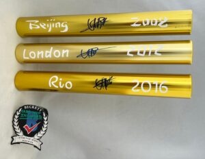 Usain Bolt Signed Baton Set 2008 Beijing 2012 London 2016 Rio Olympics Beckett BAS 3