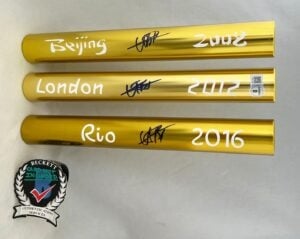 Usain Bolt Signed Baton Set 2008 Beijing 2012 London 2016 Rio Olympics Beckett BAS 4
