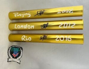 Usain Bolt Signed Baton Set 2008 Beijing 2012 London 2016 Rio Olympics Beckett BAS 7