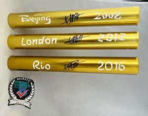 Usain Bolt Signed Baton Set 2008 Beijing 2012 London 2016 Rio Olympics Beckett BAS 9