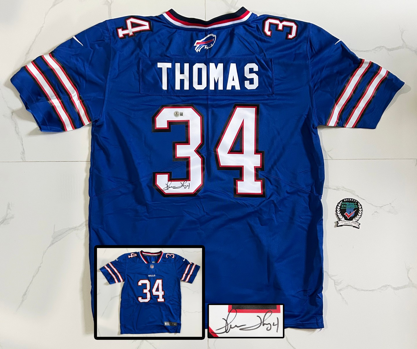 Thurman Thomas Signed Jersey Buffalo Bills Beckett BAS 1