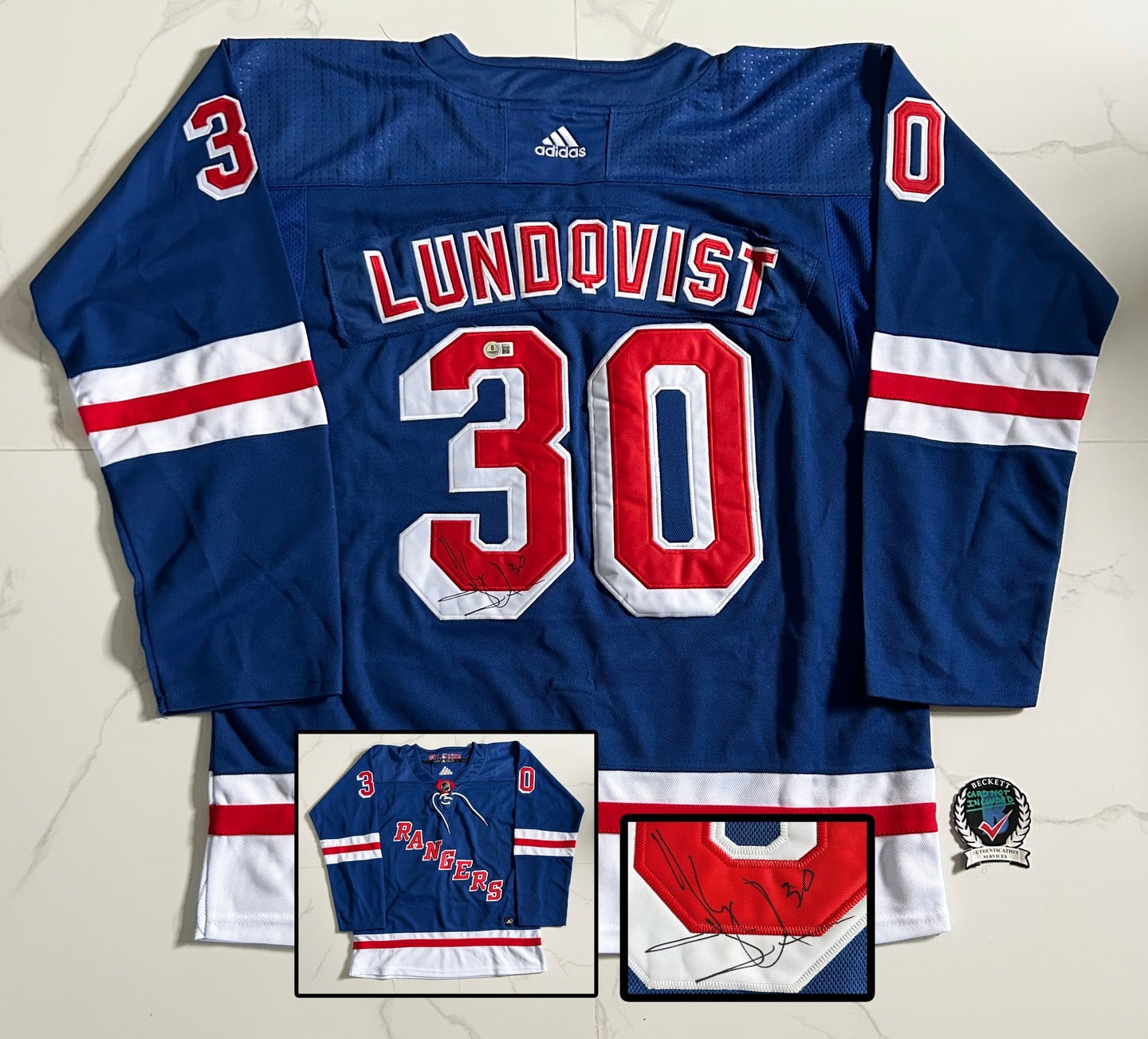 Henrik Lundqvist Signed Jersey New York Rangers Beckett BAS