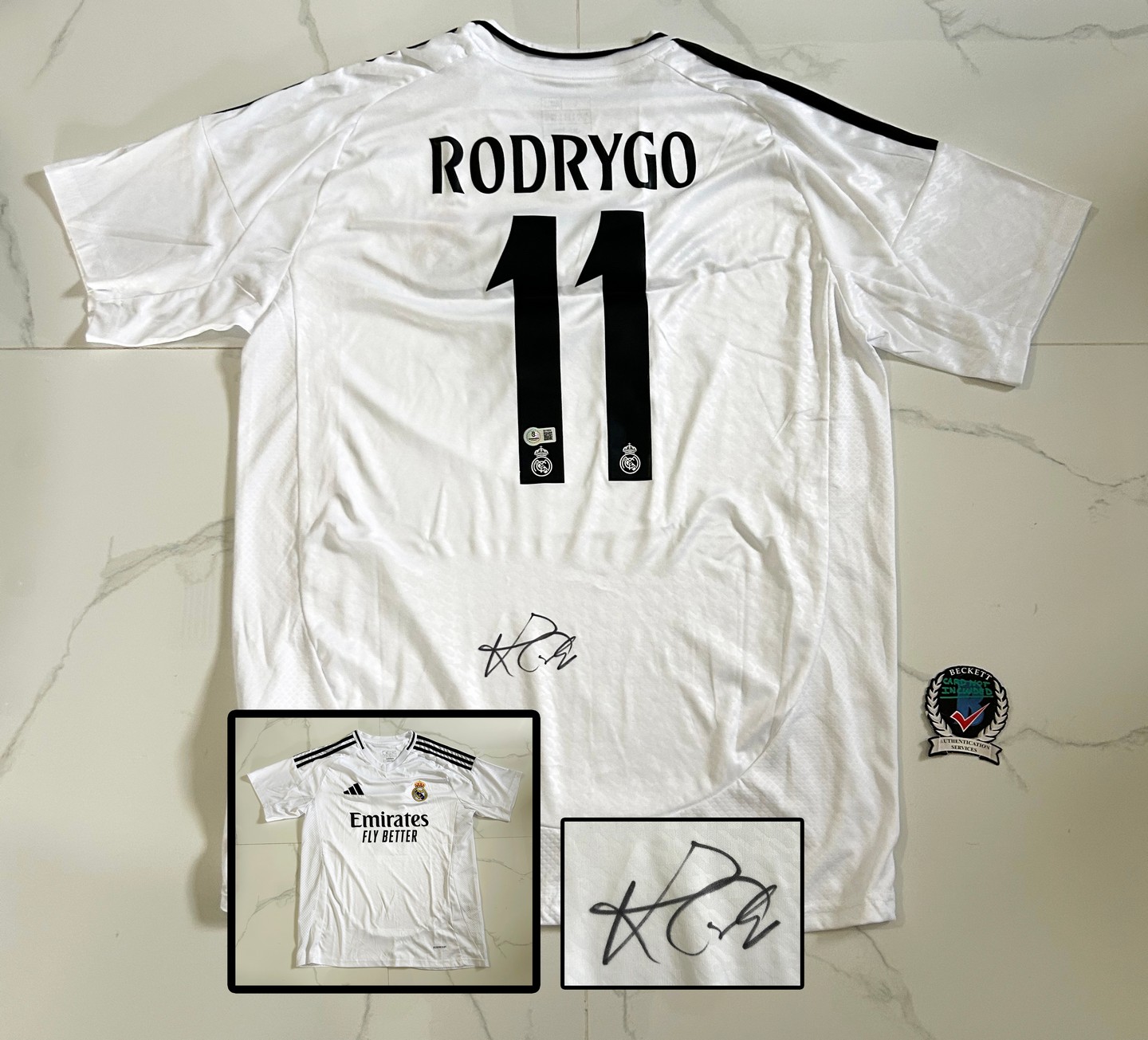 Rodrygo Signed Jersey Real Madrid Brasil Beckett BAS 1