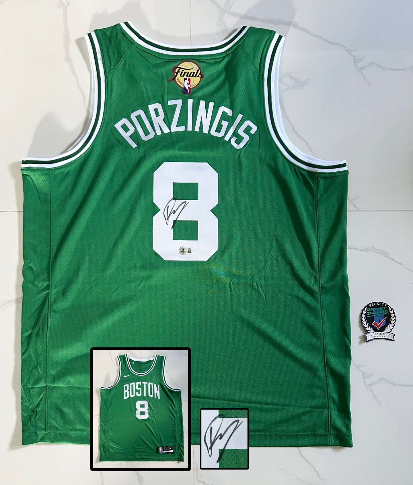 Kristaps Porzingis Signed Jersey Boston Celtics Beckett BAS 1