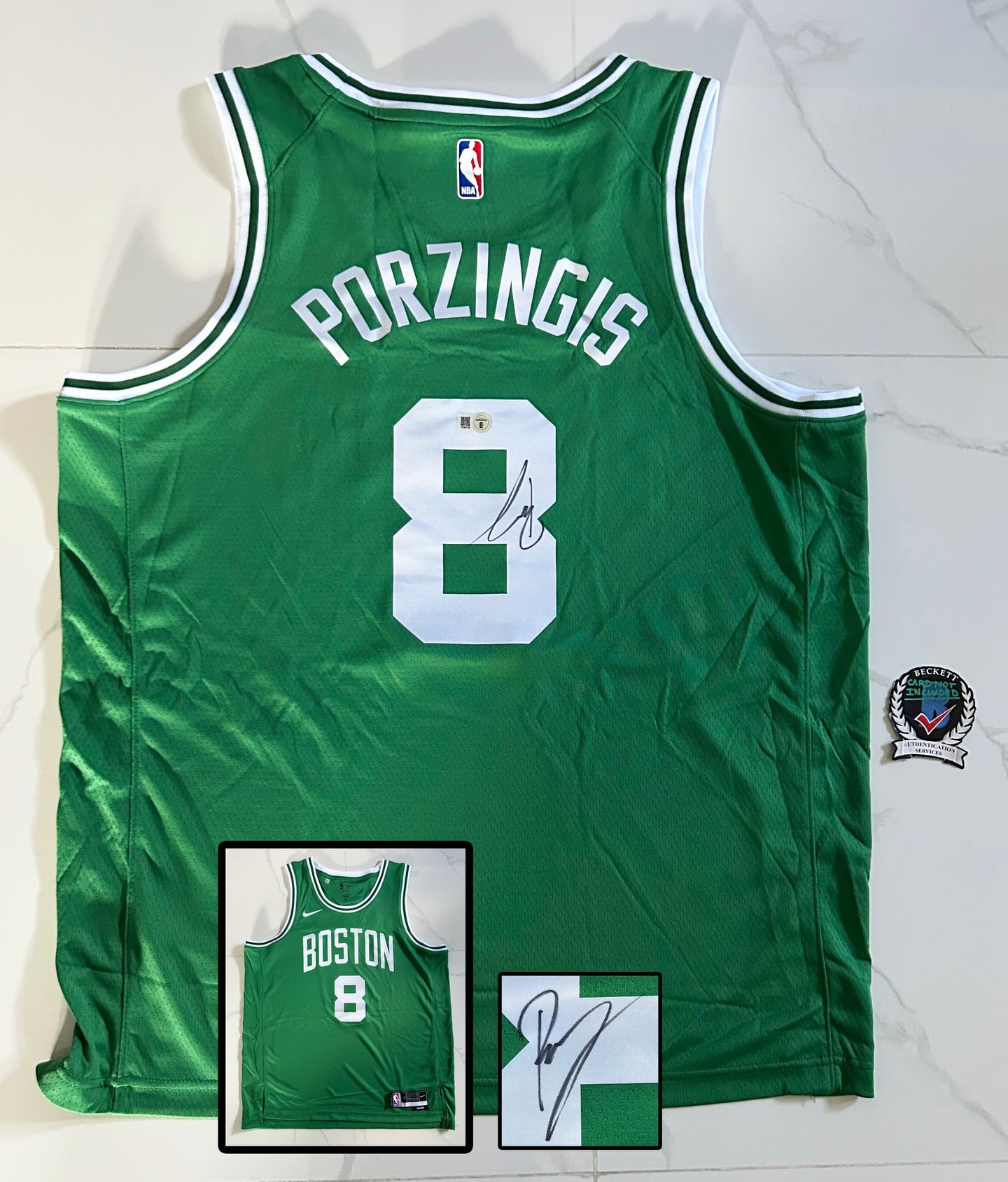 Kristaps Porzingis Signed Jersey Boston Celtics Beckett BAS 3
