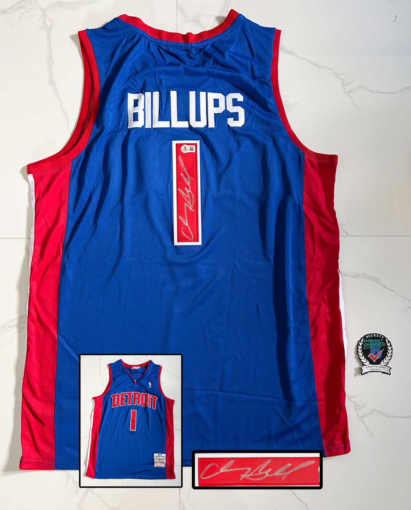 Chauncey Billups Signed Jersey Detroit Pistons Beckett BAS