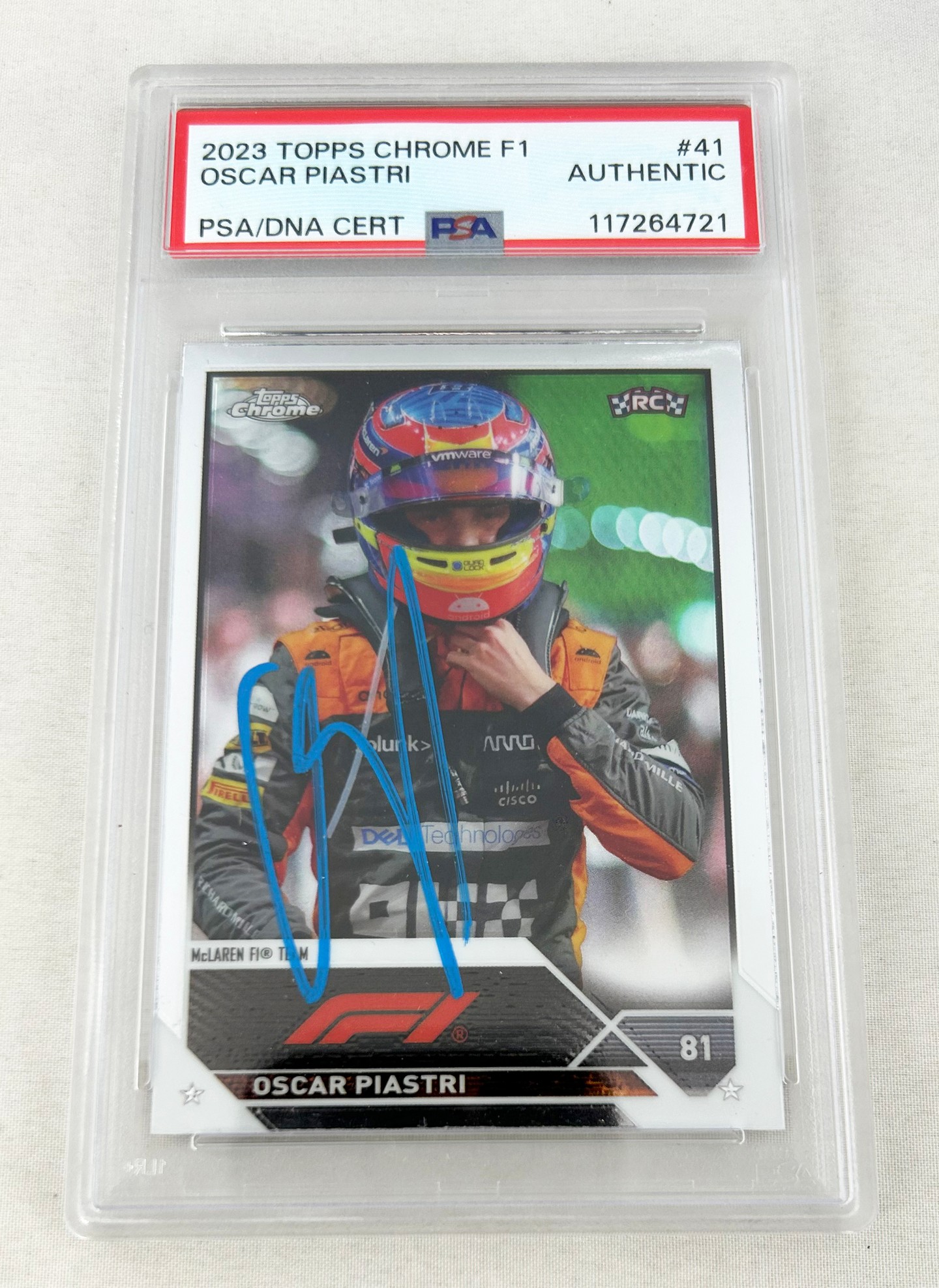 Oscar Piastri Signed Rookie Card 2023 Topps Chrome #41 PSA/DNA