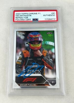 Oscar Piastri Signed Rookie Card 2023 Topps Chrome Refractor #41 PSA/DNA