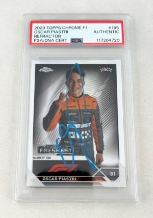 Oscar Piastri Signed Rookie Card 2023 Topps Chrome Refractor #195 PSA/DNA