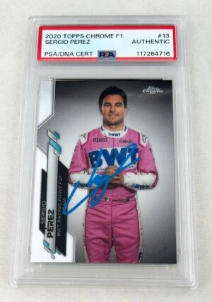 Sergio Perez Signed Rookie Card 2020 Topps Chrome #13 Checo PSA/DNA