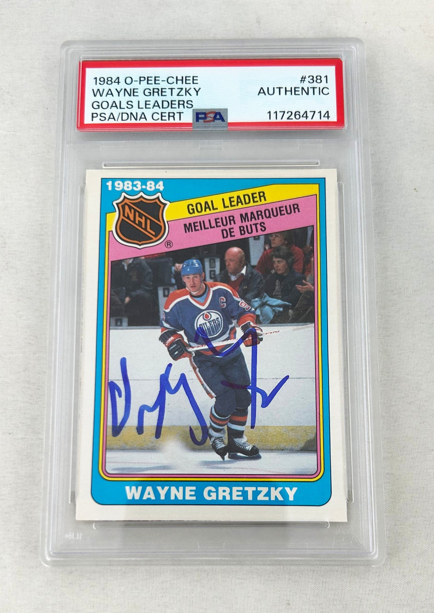 Wayne Gretzky Signed Trading Card 1984 O-Pee-Chee #381 PSA/DNA 1