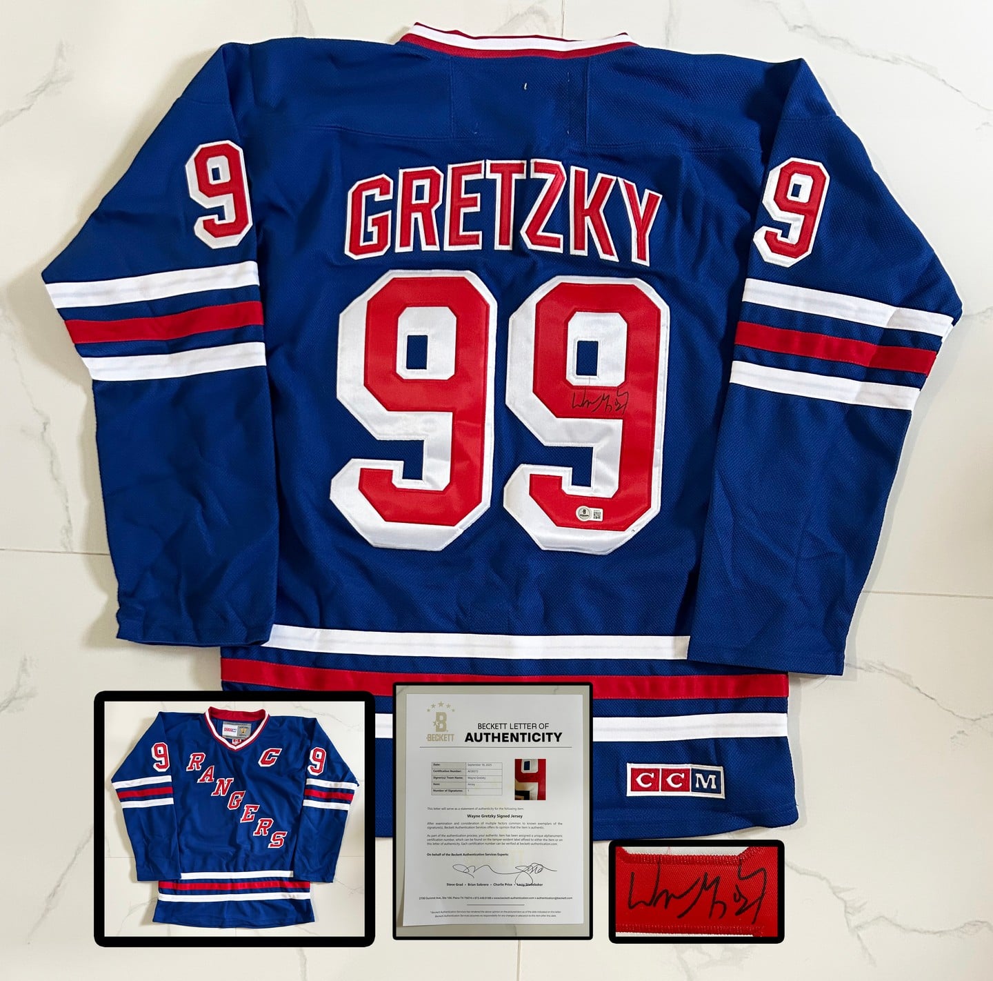 Wayne Gretzky Signed Jersey New York Rangers Beckett BAS