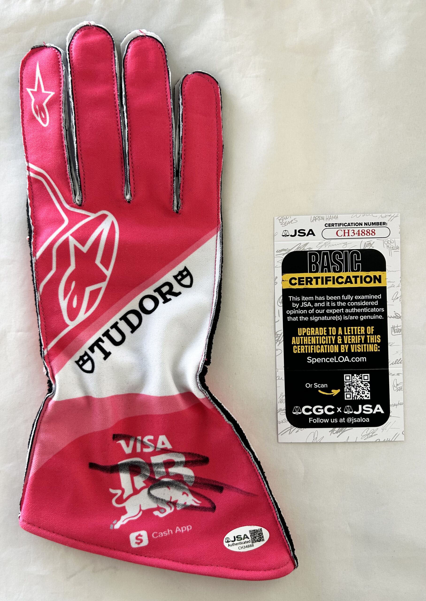 Isack Hadjar Signed Racing Glove Visa Cash App Racing Bulls 2025 Miami GP F1 JSA