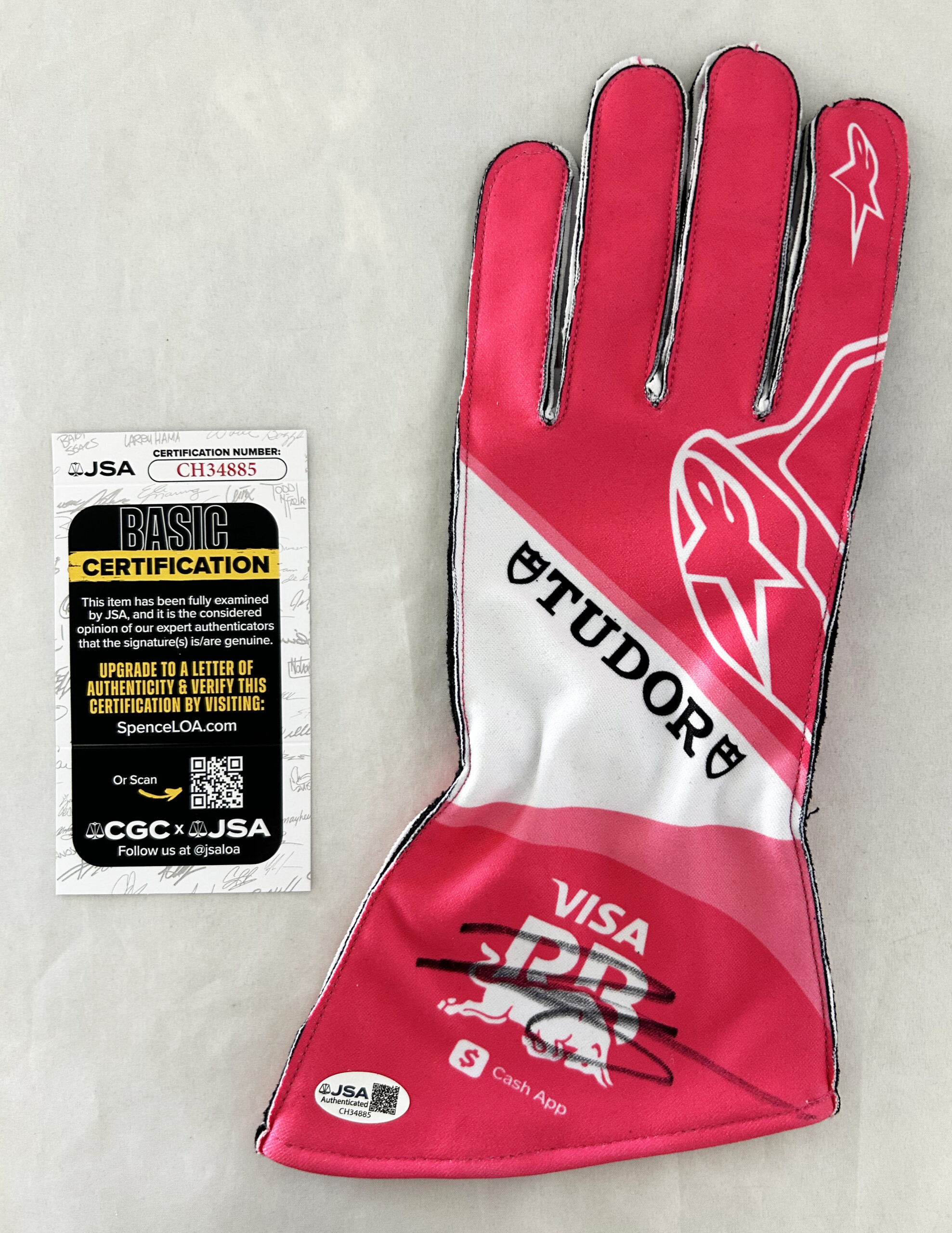 Isack Hadjar Signed Racing Glove Visa Cash App Racing Bulls 2025 Miami GP F1 JSA 1