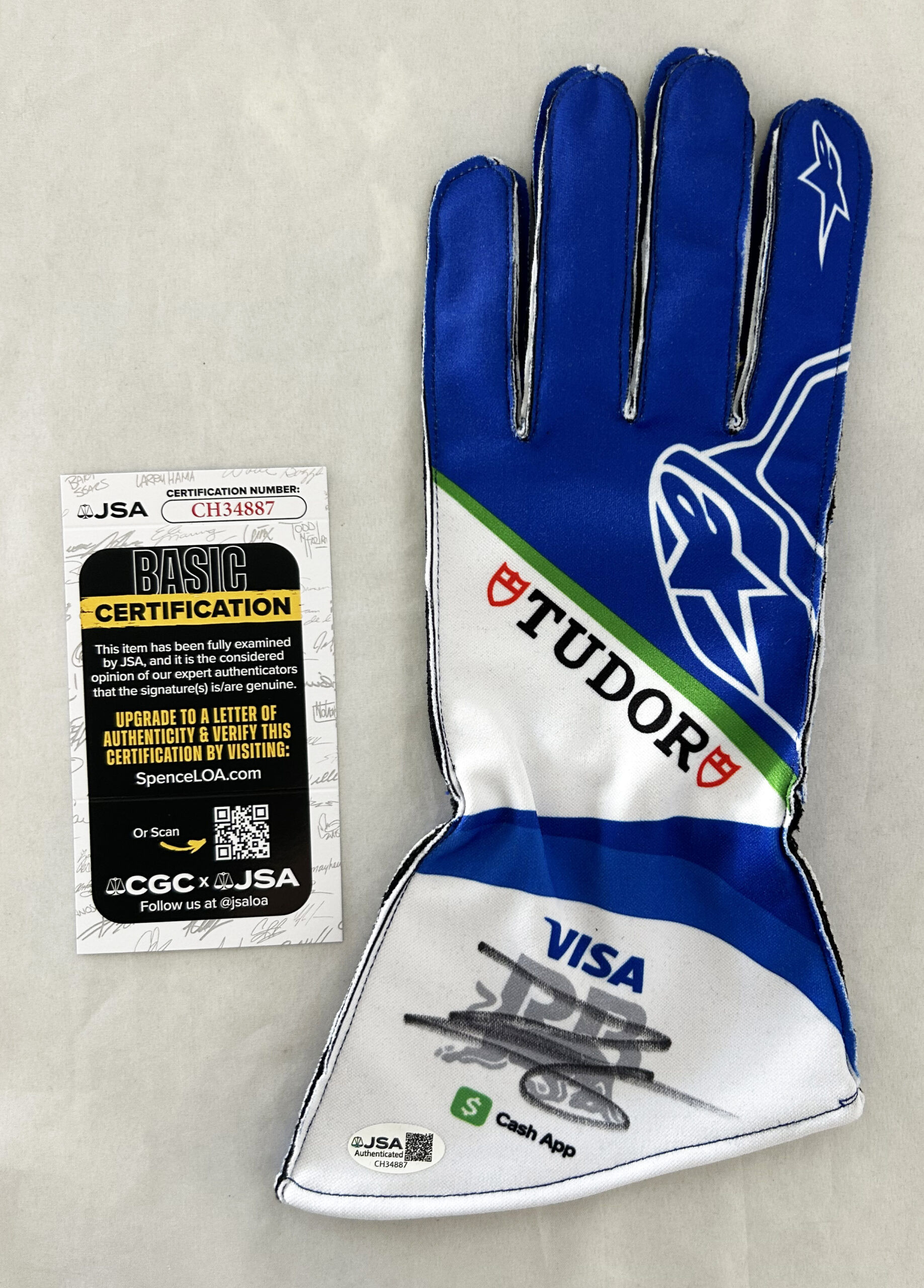 Isack Hadjar Signed Racing Glove Visa Cash App Racing Bulls F1 JSA