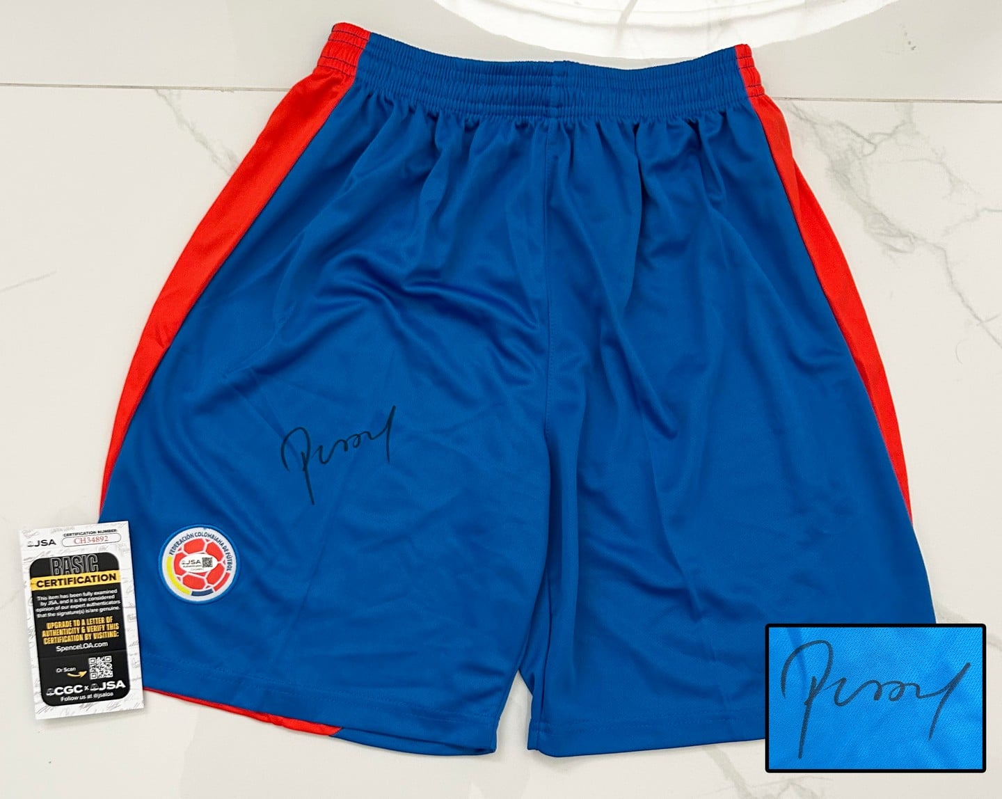 Carlos Pibe Valderrama Signed Shorts Colombia World Cup JSA 2
