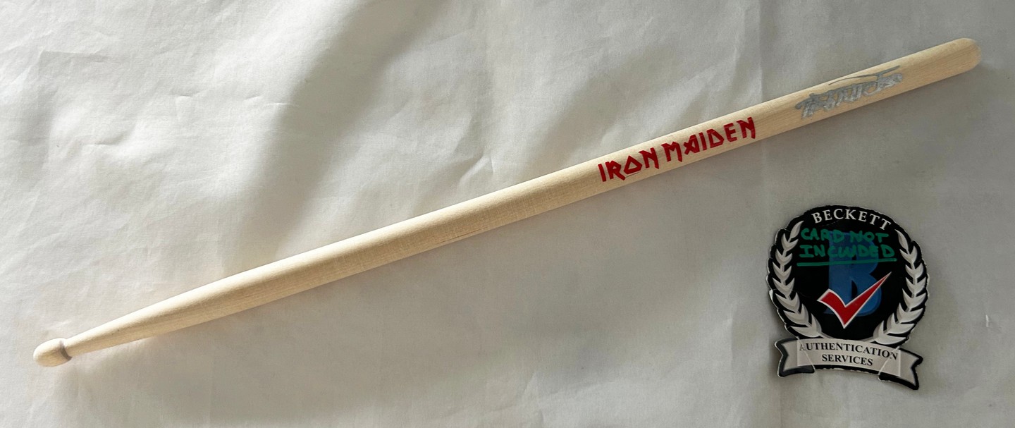 Nicko McBrain Signed Drumstick Iron Maiden Beckett BAS 6
