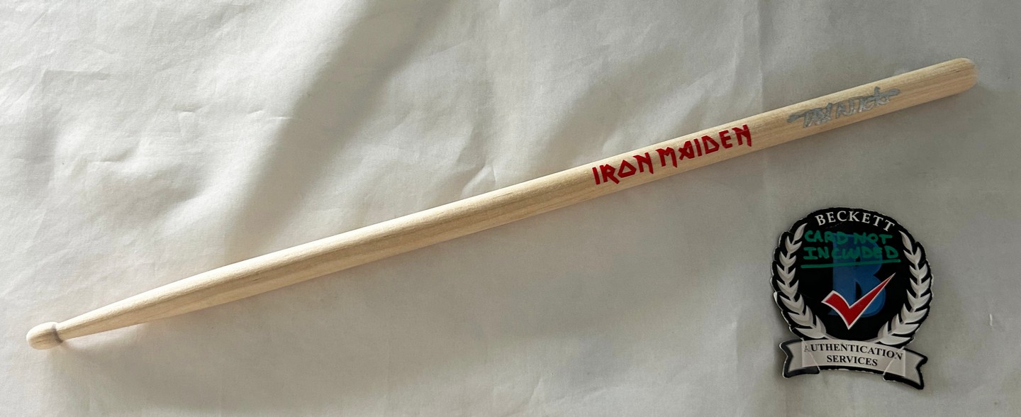 Nicko McBrain Signed Drumstick Iron Maiden Beckett BAS 8