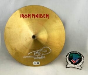 Nicko McBrain Signed Cymbal Iron Maiden Beckett BAS 1