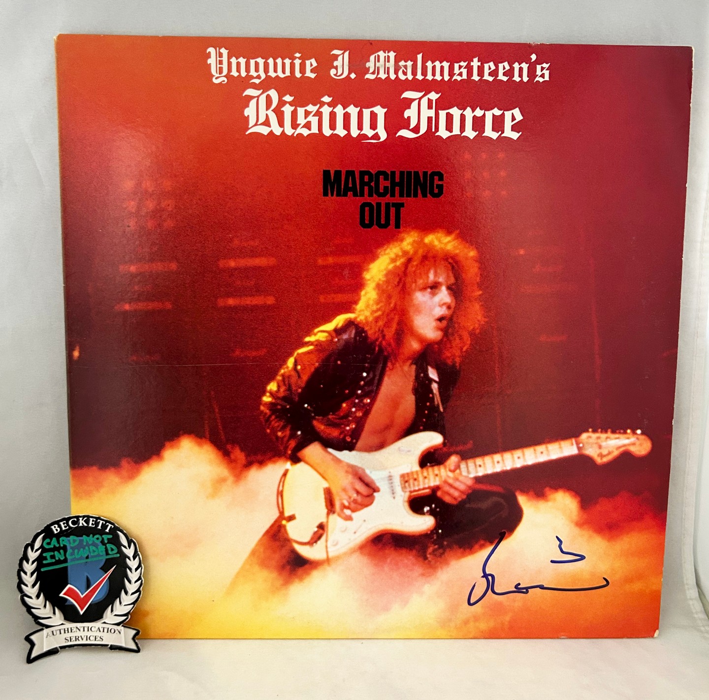 Yngwie Malmsteen Signed Vinyl LP Album Rising Force Marching Out Beckett BAS