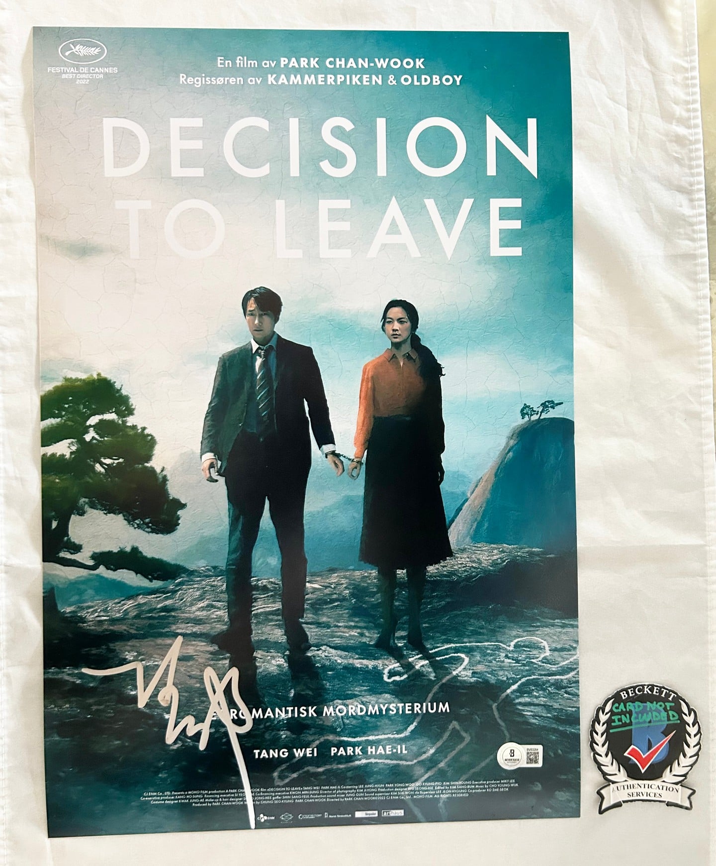 Park Chan-wook Signed 12x18 Photo Poster Decision To Leave Beckett BAS