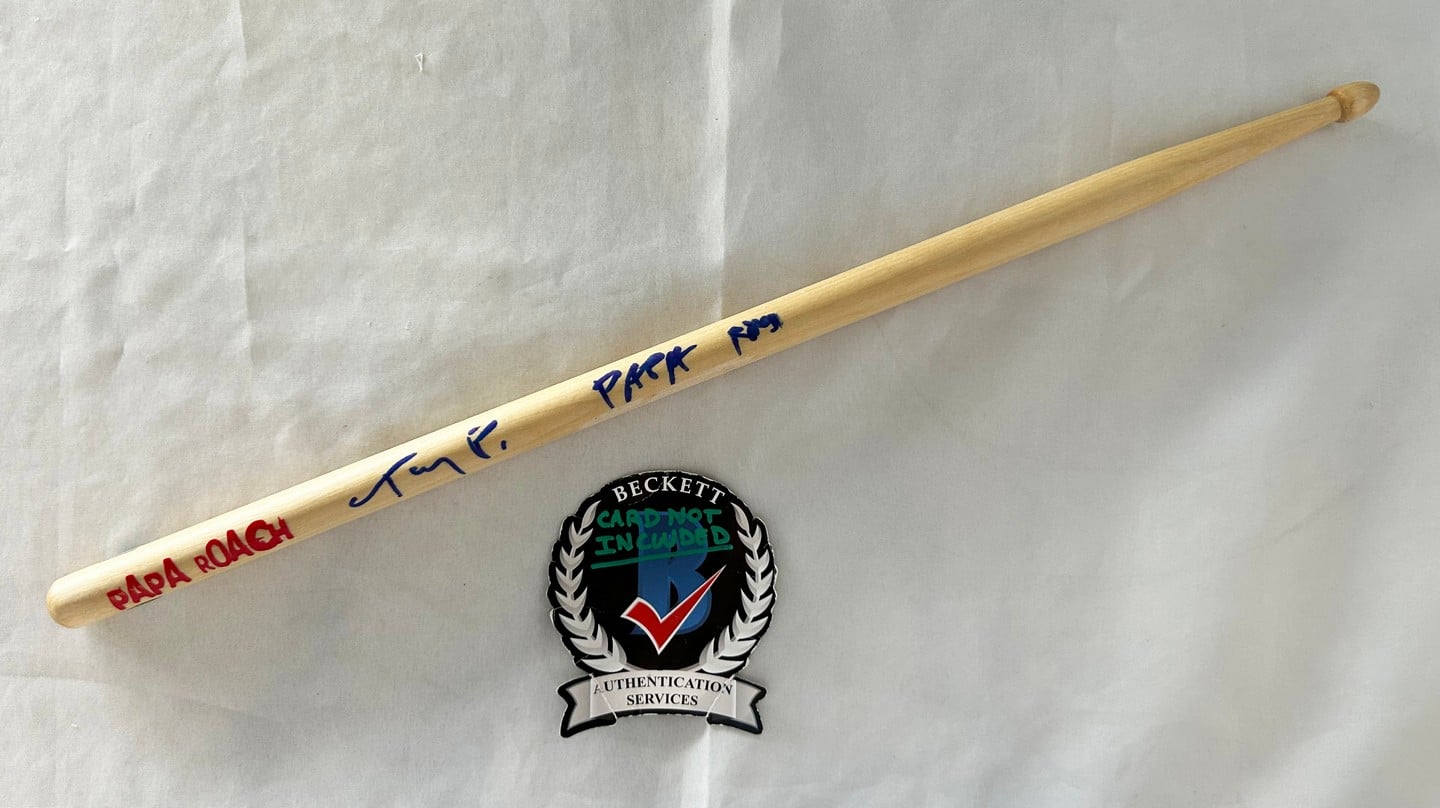 Tony Palermo Signed Drumstick Papa Roach Beckett BAS