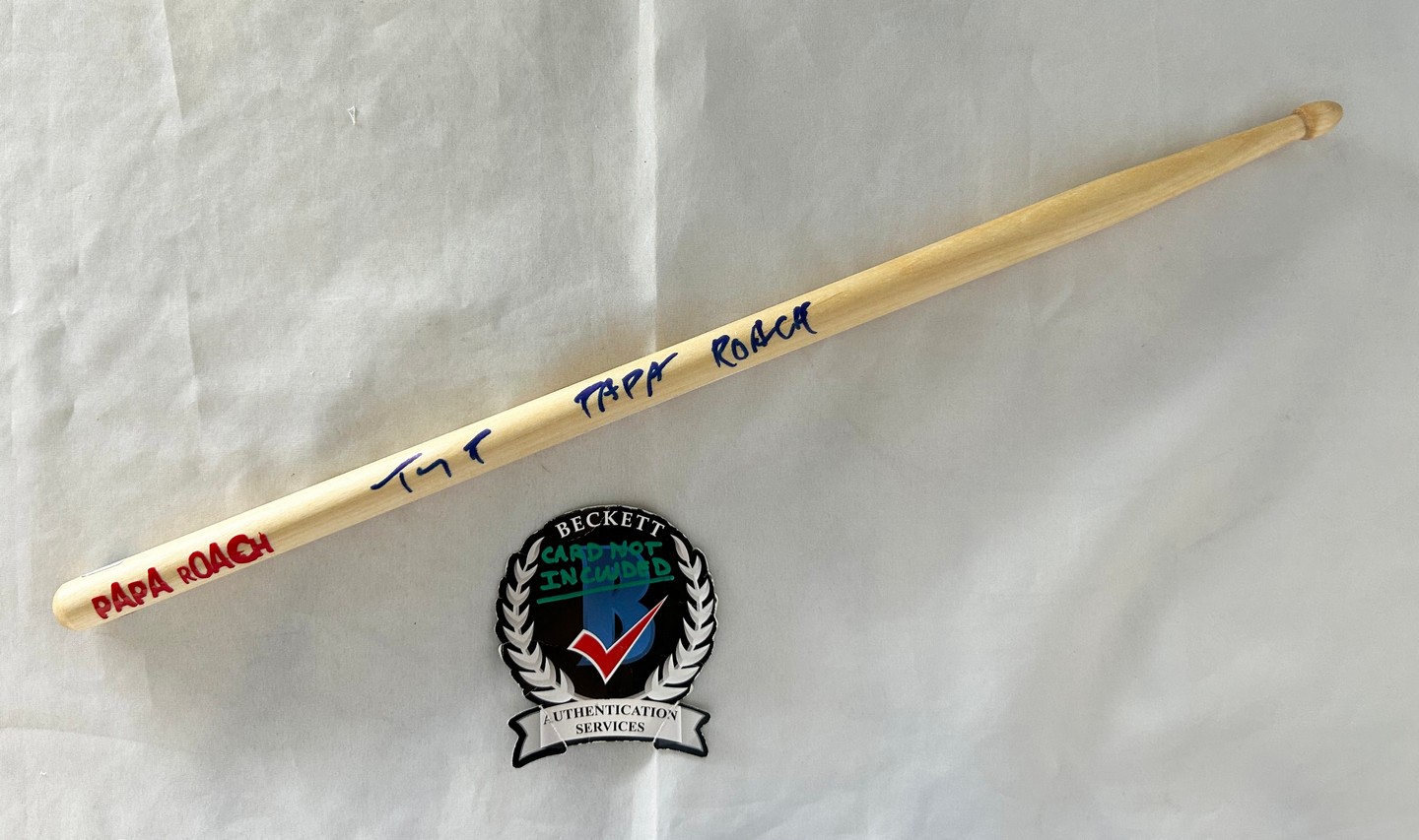 Tony Palermo Signed Drumstick Papa Roach Beckett BAS 2