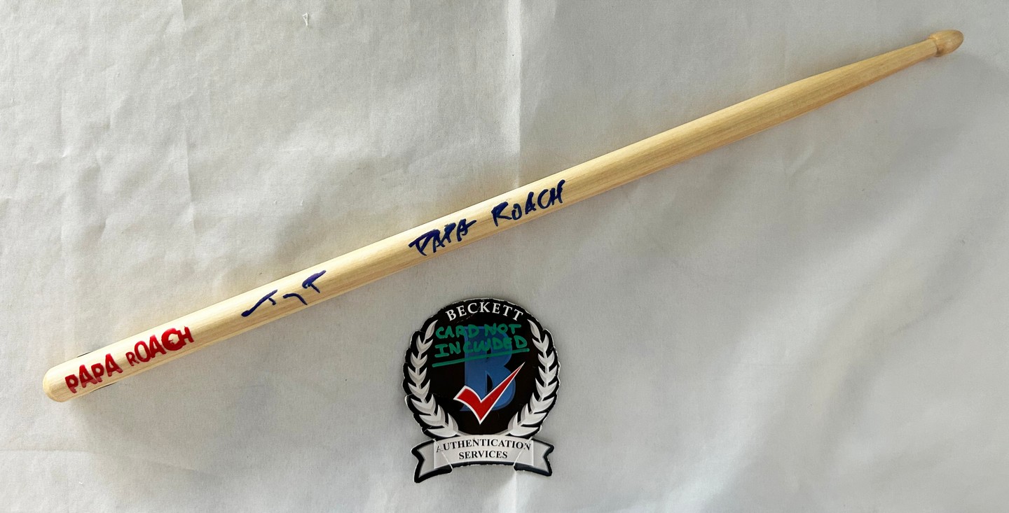 Tony Palermo Signed Drumstick Papa Roach Beckett BAS 4