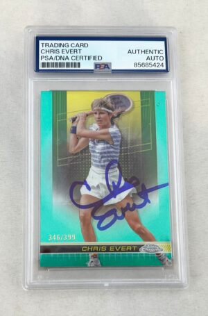 Chris Evert Signed Card 2024 Topps Chrome Aqua Refractor #330/399 PSA/DNA 2
