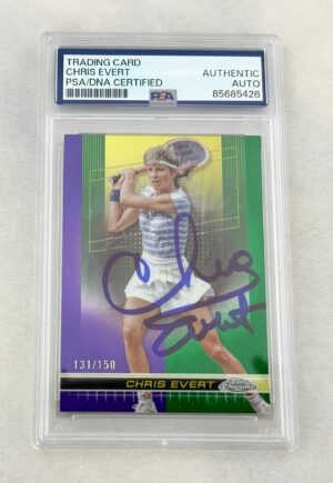 Chris Evert Signed Card 2024 Topps Chrome Purple Green Refractor #166 131/150 PSA/DNA