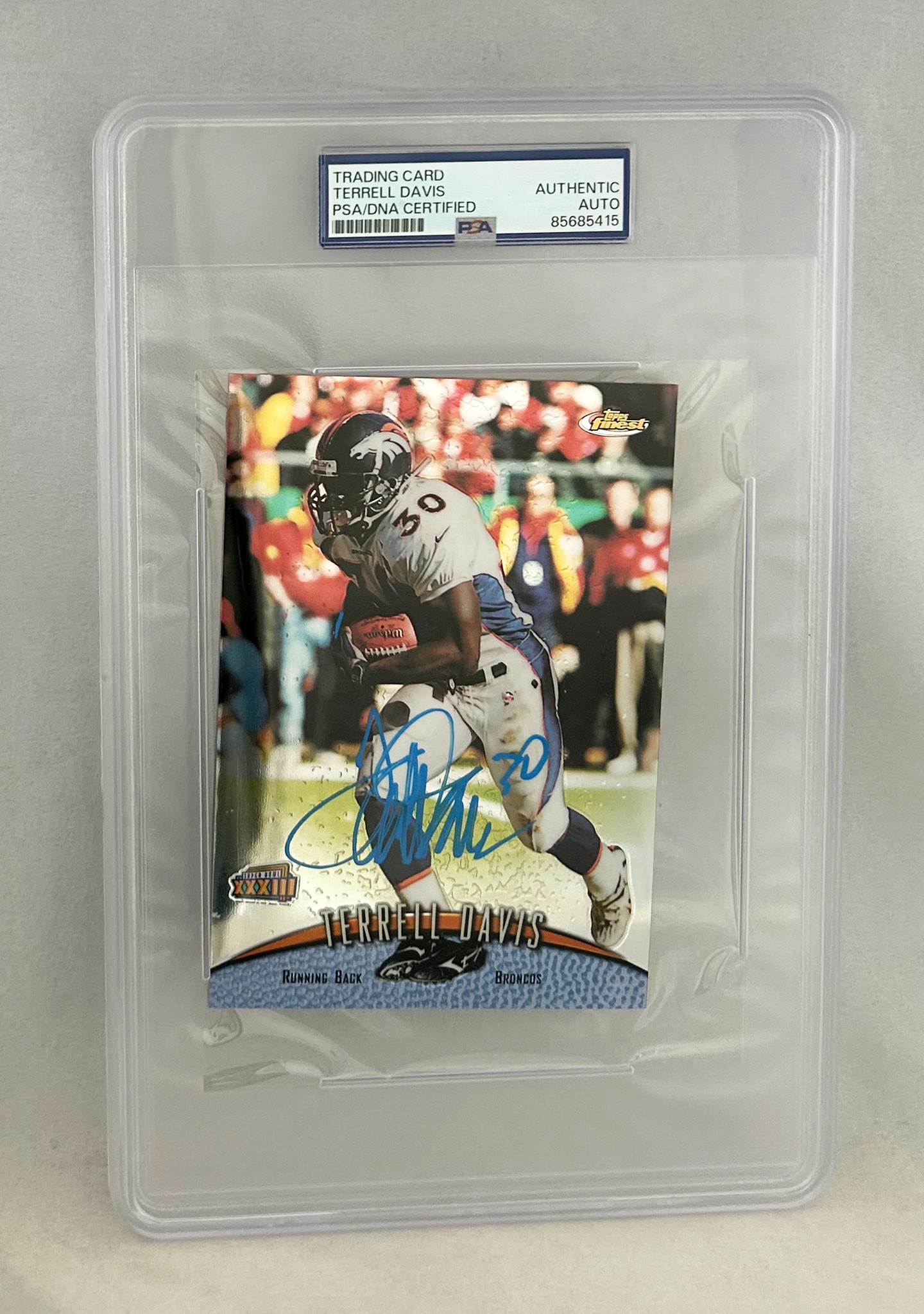 Terrell Davis Signed Card 1998 Topps Finest Jumbo Super Bowl XXXIII #10/12 PSA/DNA