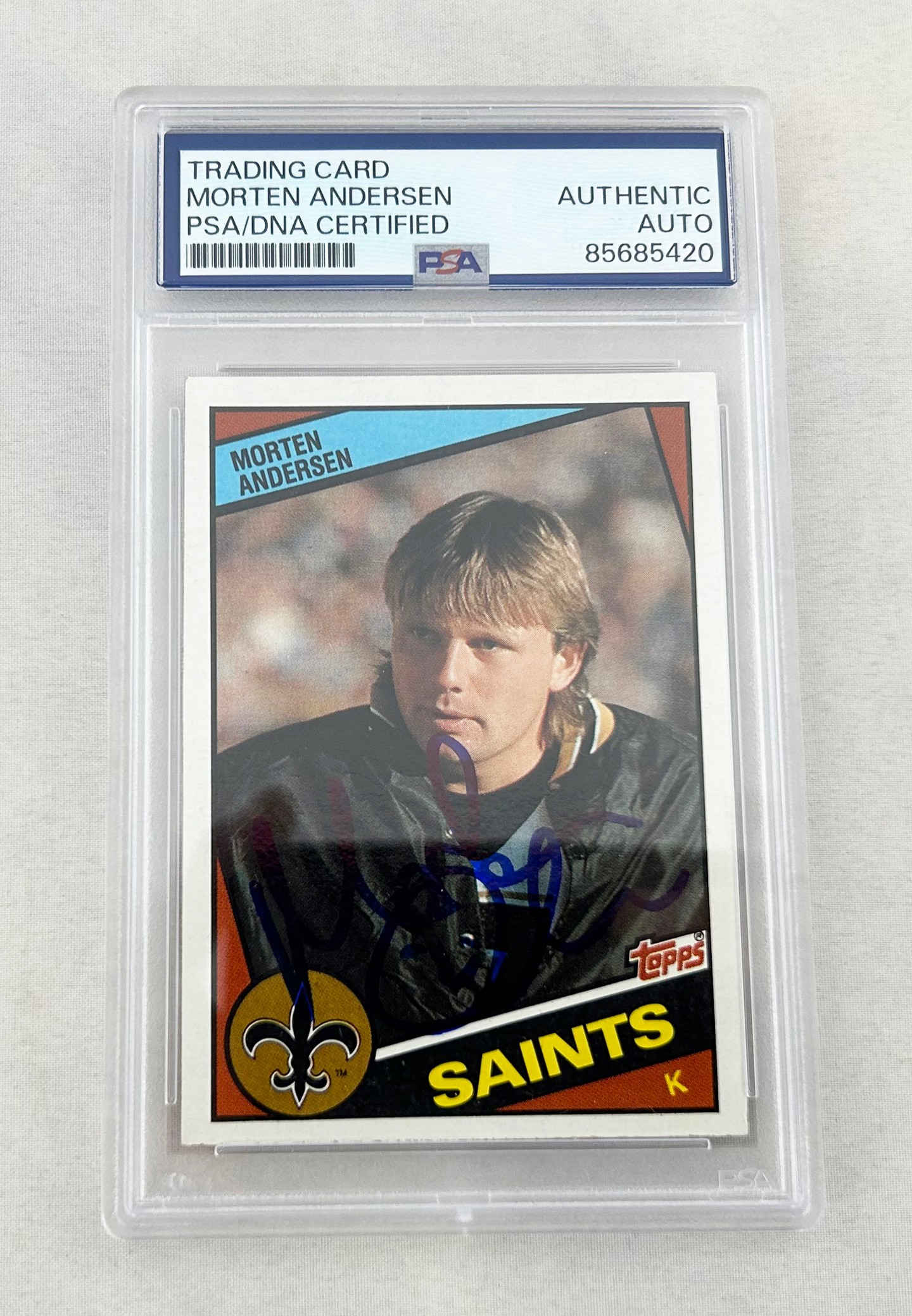 Morten Andersen Signed Rookie Card 1984 Topps #300 PSA/DNA