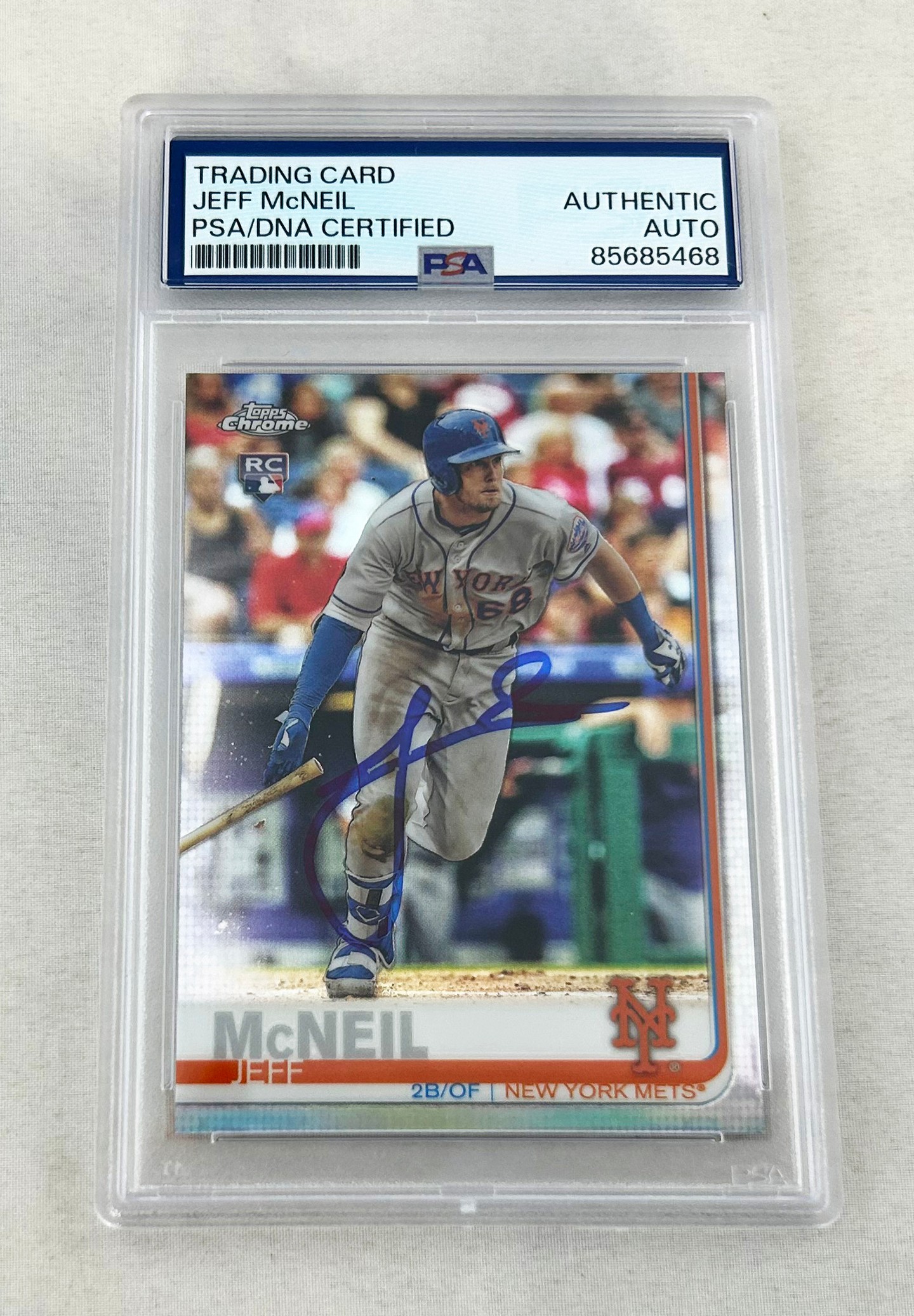 Jeff McNeil Signed Rookie Card 2019 Topps Chrome #152 PSA/DNA