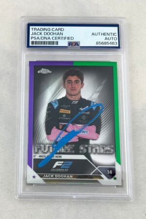 Jack Doohan Signed Rookie Card 2023 Topps Chrome #72 Purple Green Refractor F2 PSA/DNA