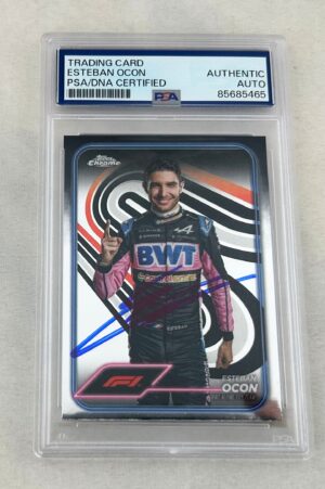 Esteban Ocon Signed Card 2024 Topps Chrome #9 F1 PSA/DNA