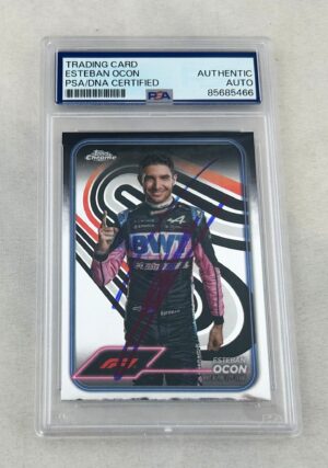 Esteban Ocon Signed Card 2024 Topps Chrome #9 F1 PSA/DNA 1